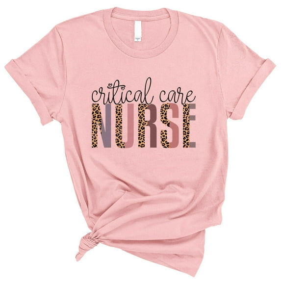 Critical Care Nurse Leopard Print Shirt Unisex 2X-Large Pink