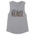 thumbnail image 1 of Critical Care Nurse Leopard Print Women's Muscle Tank X-Large Heather Grey, 1 of 5