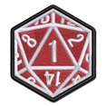 thumbnail image 1 of Critical Miss Fail 1 - D20 20 Sided Gaming Gamer Dice Applique Multi-Color Embroidered Hook & Loop Patch - 3.5 Inch Large, 1 of 5