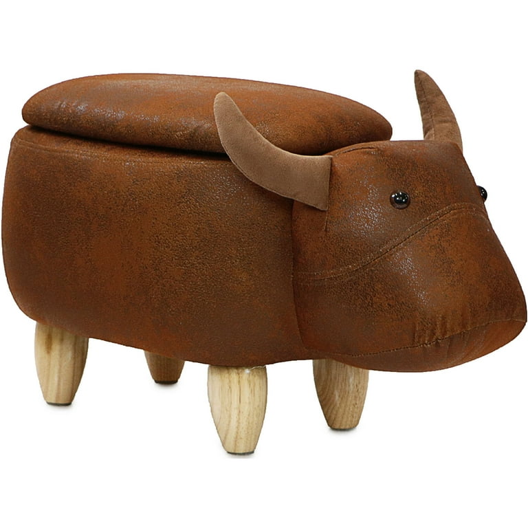 Critter Sitters 15 in. Brown Cow Storage Ottoman 15x32