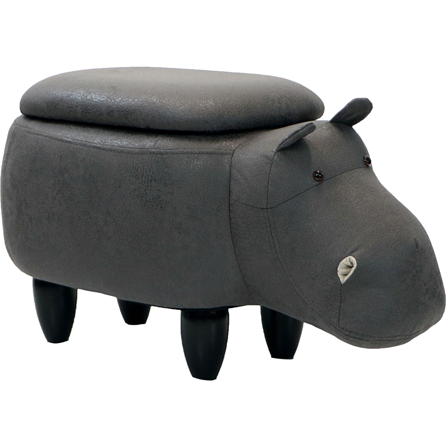 Critter Sitters 15-In. Seat Height Dark Gray Hippo Animal Shape Storage Ottoman - Furniture for Nursery, Bedroom, Playroom, and Living Room Decor - image 1 of 19