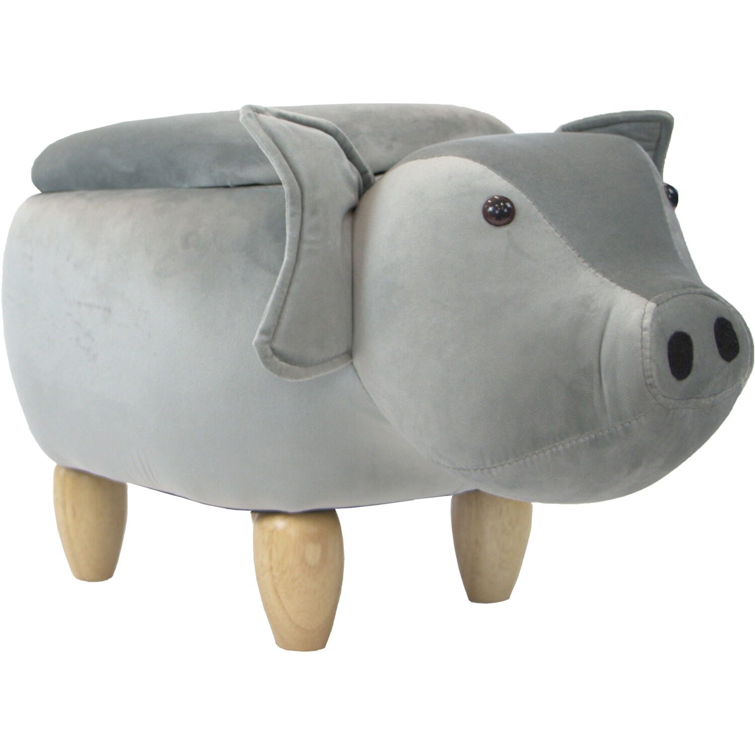 Critter Sitters 15in. Seat Height Light Gray Fabric Pig Animal Shape