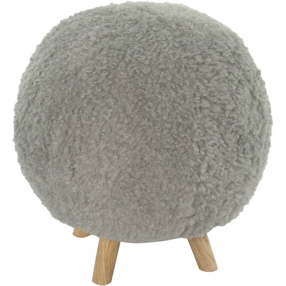 Critter Sitters 19-In. Seat Height Plush Gray Pouf Ottoman with 4 Spindle Legs - Furniture for Nursery, Bedroom, Playroom, Living Room Decor