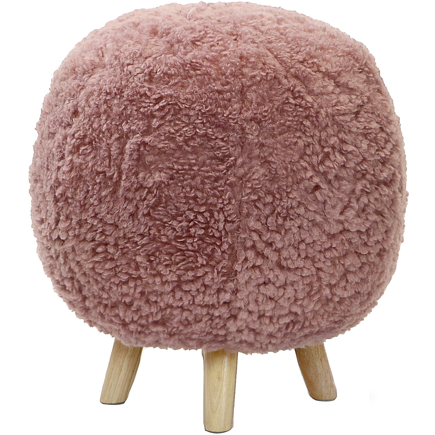 Critter Sitters 19 in. Seat Height Plush Pink Pouf Ottoman with 4 Spindle Legs