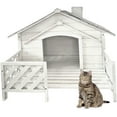 thumbnail image 1 of Critter Sitters 27'' Pet House with Porch | Weather-Resistant Home for Animals up to 44 lbs | Waterproof | Ideal for Cats, Dogs & Rabbits | White Firwood| Dog House, 1 of 16
