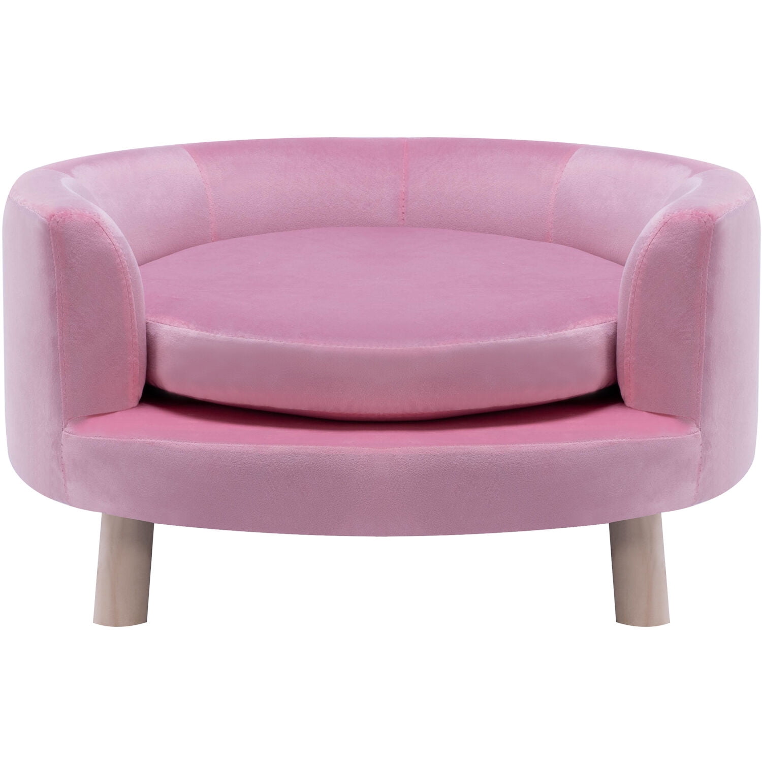 Critter Sitters 28-In. Elegant Pink Faux-Velvet Circular Pet Bed for Small to Medium-Sized Dogs and Cats
