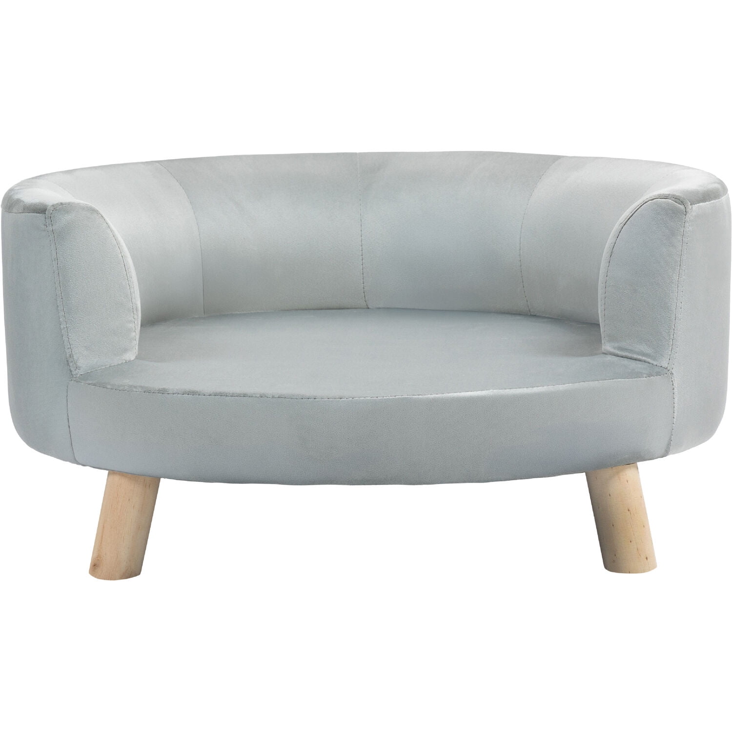 28-Inch White Velvet Elevated Circular Pet Sofa