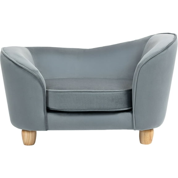 Critter Sitters 28-In. Faux-Velvet Gray Oval Pet Bed for Small-Sized Dogs and Cats