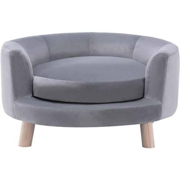 Critter Sitters 28 in. Elegant Gray Faux-Velvet Circular Pet Bed