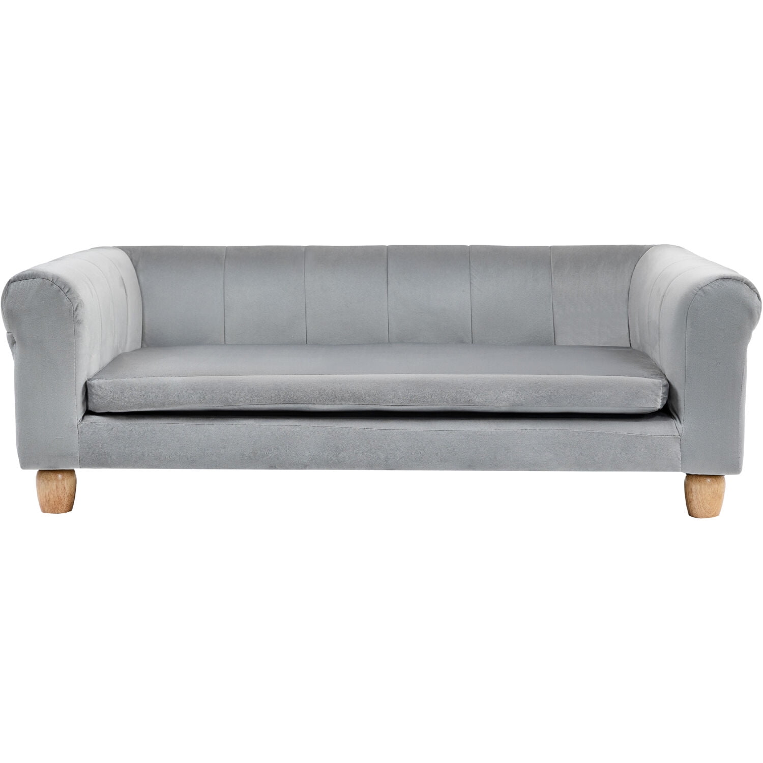Elegant Gray Faux-Velvet Elevated Dog Bed with Wood Legs