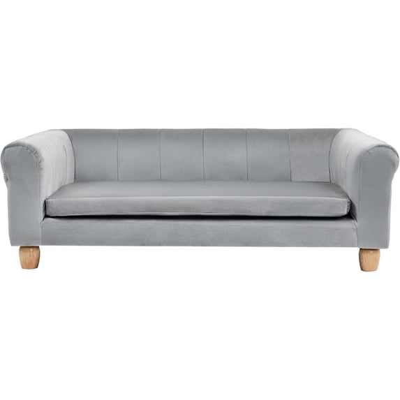 Critter Sitters 42 in. Elegant Gray Faux-Velvet Rectangle Pet Bed