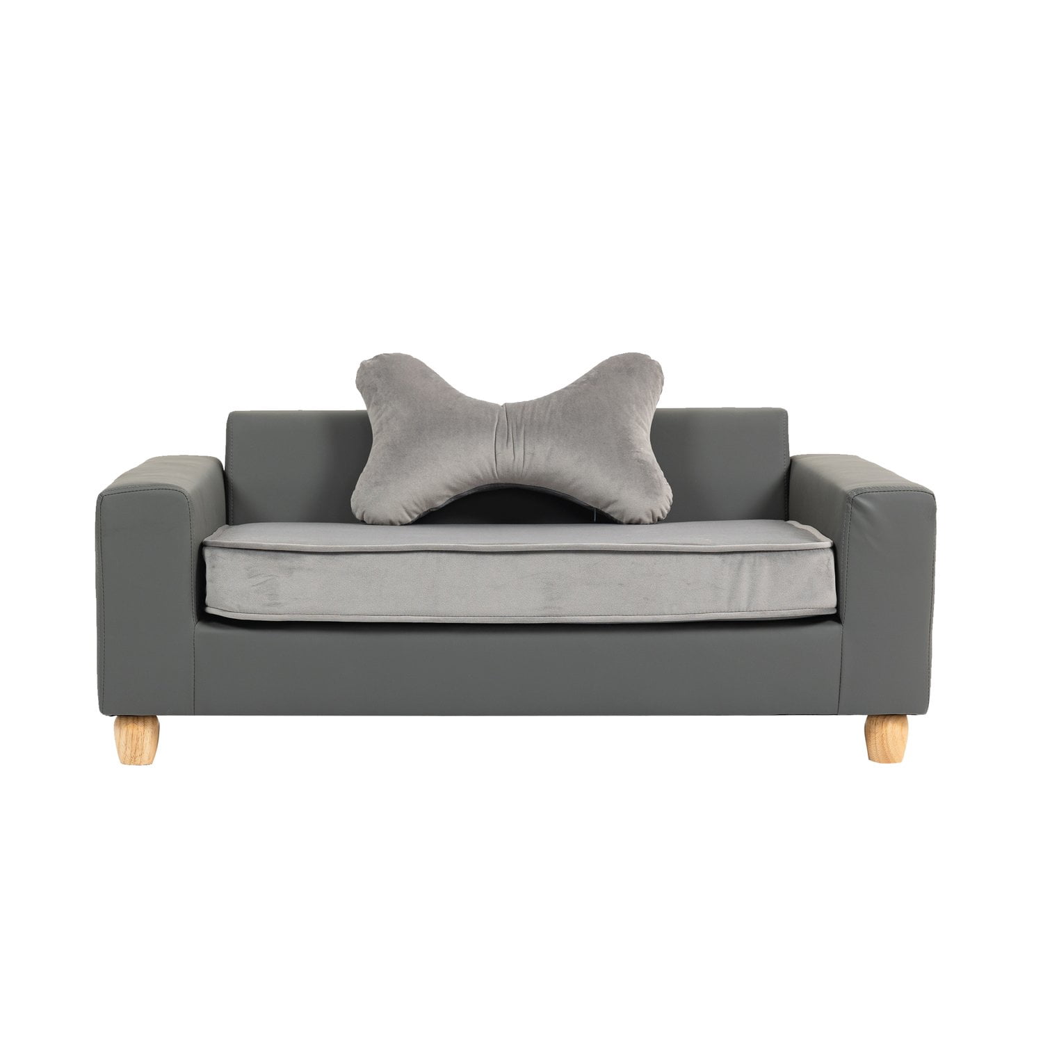 Critter Sitters 43-in Faux Leather Durable Washable Pet Bed for Large Cats & Dogs in Dark Grey, CSPETBED12-DKGRY