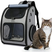 Critter Sitters Grey Pet Carrier Backpack, Small Dogs, Cats, Scratch Resistant Breathable Windows