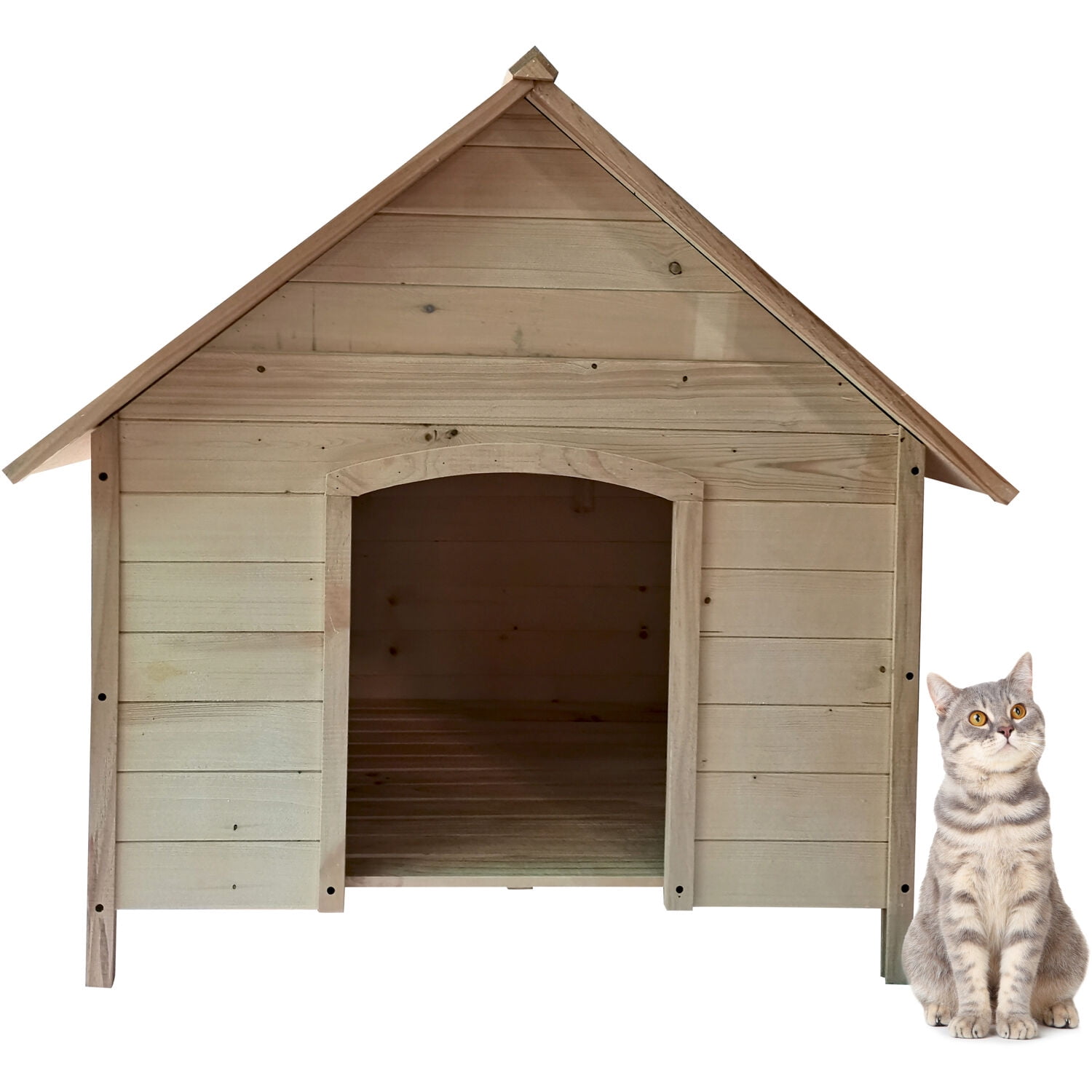 Critter Sitters Indoor/Outdoor 41'' Pet House | Weather-Resistant Home for Animals up to 44 lbs | Waterproof | Ideal for Cats, Dogs, Rabbits | Natural Firwood | Dog House
