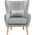 thumbnail image 1 of Critter Sitters Kids Wingback Accent Chair with Lumbar Pillow Faux Velvet with Wooden Legs, Gray, 1 of 9