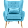thumbnail image 1 of Critter Sitters Teen Chair Wingback Accent Chair with Lumbar Pillow Faux Velvet with Wooden Legs Teal, 1 of 10
