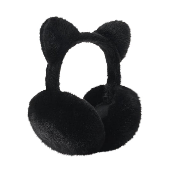 Critter for Women Earmuff Soft Plush Padded Ear Warmer Cute Outdoor Windproof Foldable Headband Cycling Black