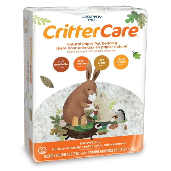 Crittercare Snowflake Paper Small Pet Bedding, 50 L