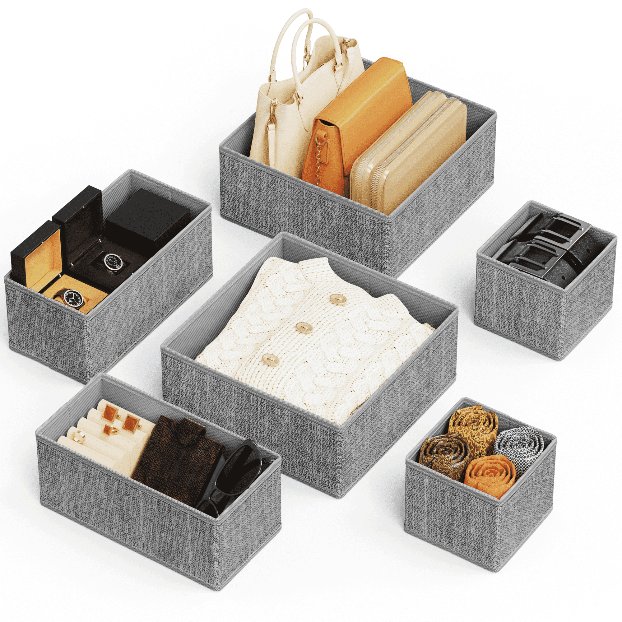 Criusia Foldable Fabric Drawer Organizer for Clothes, Drawer Organizer Set, Dresser Drawer Organizer, Dresser and Bedroom Organization, Gray