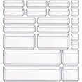 thumbnail image 1 of Criusia 6 Pcs Large Size Clear Drawer Organizer Set, Acrylic Non Slip Non Cracking Kitchen Drawer Storage Tray Divider, Multifunctional Storage for Cosmetics, Bathroom, Tools, Kitchen and Office, 1 of 10