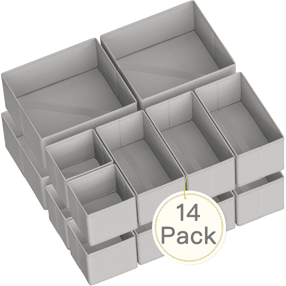 Criusia Drawer Organizer Clothes, Foldable Closet Organization and Storage Dividers Bins for Bedroom, Gray