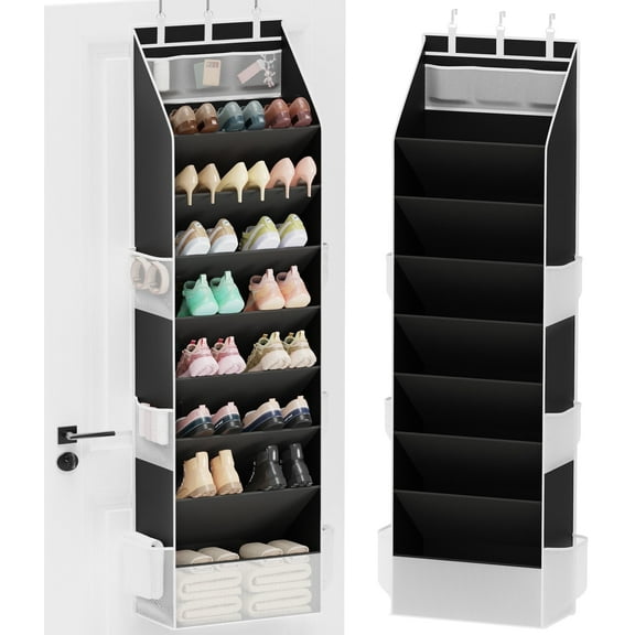 Criusia Over the Door Shoe Organizer, Hanging Shoe Storage with Deep Pockets ,Ideal for Sneakers, Heels, Boots, Fits 16-24 Pairs of Shoes, Black