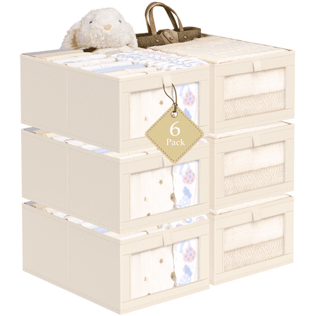 Criusia Linen closet organizers and storage, Beige
