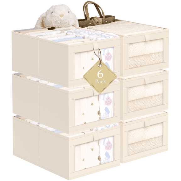 Criusia Linen closet organizers and storage, Beige