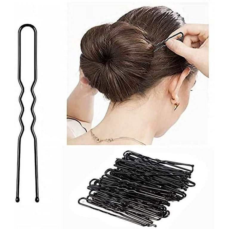 Criyale 50 Pcs Of Beauty Curved U Shape Hair Pins For Bun Maker, Juda Pins,  Hair Bobby Pins For Womens Hair Pin Girls Hair Accessories - Black Metal