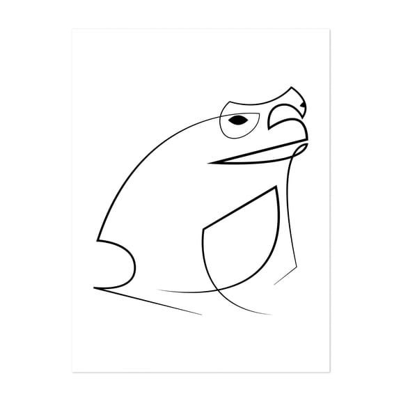 Croak - Line Drawing Line Art Abstract Minimalist Black and White Modern Art Geometric Illustration Unframed Wall Art Print 5 x 7 inches