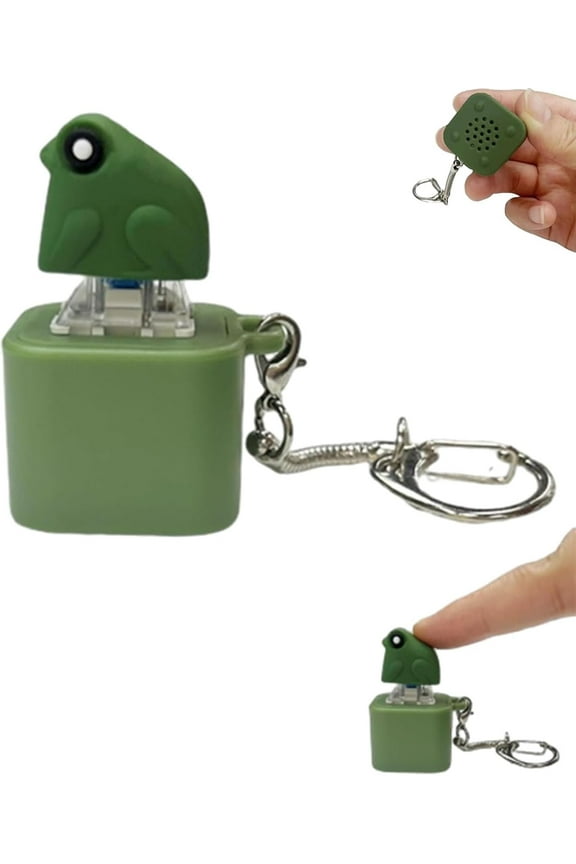 Croaking Frog Keychain – Rechargeable Frog Croaking Fidget Toy, Frog Sound Keychain for Stress Relief, Fun Keyboard Fidget Clicker for & Adults (1PCS)