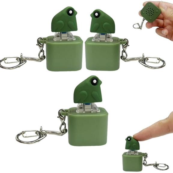 Croaking Frog Keychain – Rechargeable Frog Croaking Fidget Toy, Frog Sound Keychain for Stress Relief, Fun Keyboard Fidget Clicker for & Adults (3PCS)