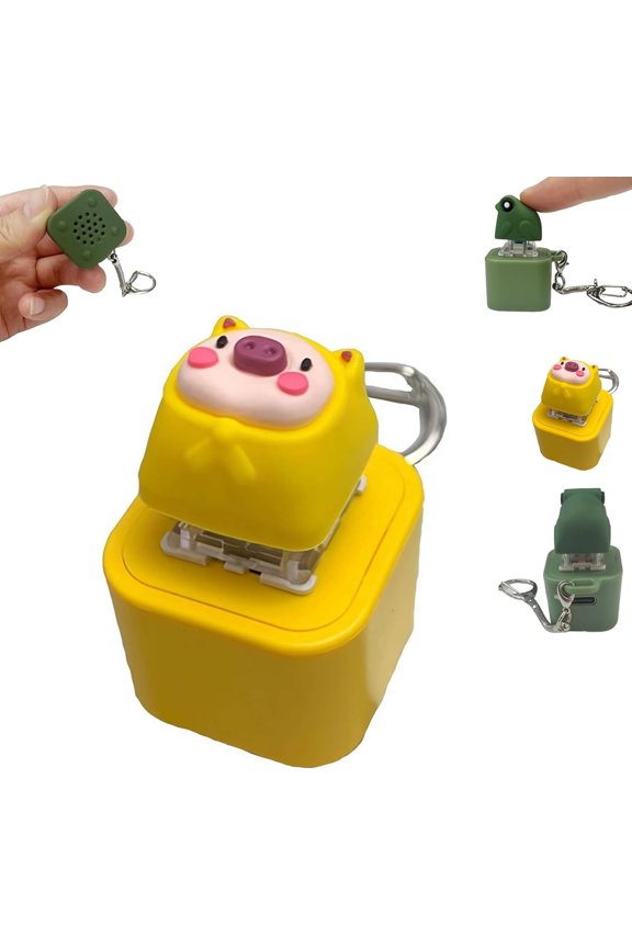 Croaking Keychain, Fidget Toy with Lights, Rechargeable Stress Reliever Keychain with Keyboard Clicker Sound for Backpack Bag.