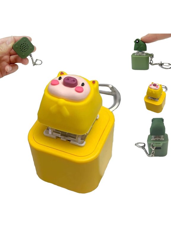 Croaking Keychain, Fidget Toy with Lights, Rechargeable Stress Reliever Keychain with Keyboard Clicker Sound for Backpack Bag.
