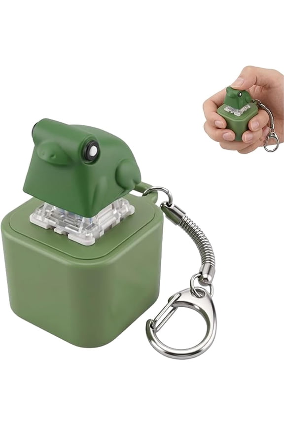 Croaky Buddy Frog Fidget Keychain - Mechanical Clicky Switch Toy with RGB LED Light, Rechargeable Stress Relief Desk Gadget for Adults & Teens (1 Pack) (k)
