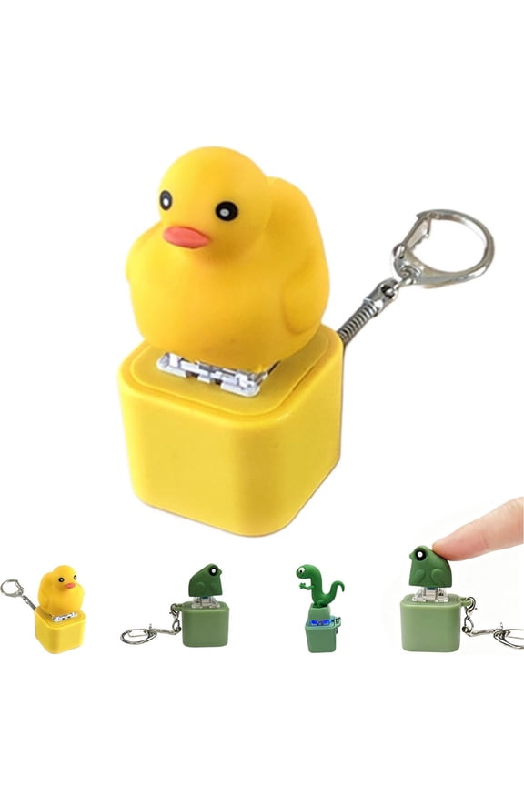 Croaky Buddy Keychain, Frog Keychain with Sound, Rechargeable Quacking Duck & Croaking Frog Keyboard Fidget Toy Keychain with LED Light