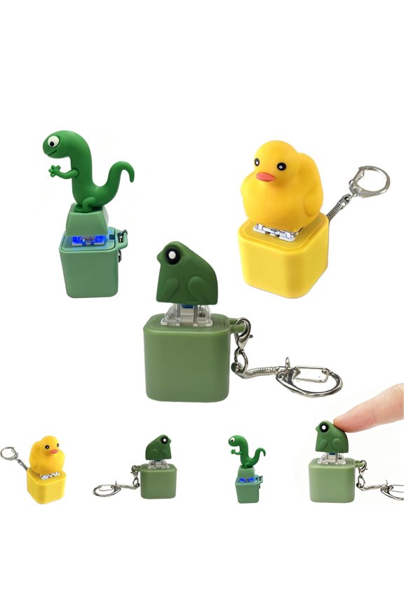 Croaky Buddy Keychain, Frog Keychain with Sound, Rechargeable Quacking Duck & Croaking Frog Keyboard Fidget Toy Keychain with LED Light