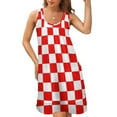 Croatia Checkerboard Sleeveless UNeck Fake Two Piece Dress Summer