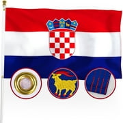 Croatia Croatian Flag 3x5 Outdoor, Double Sided Embroidered Dragon, Heavy Duty 210D Nylon Croatian National Country Flag