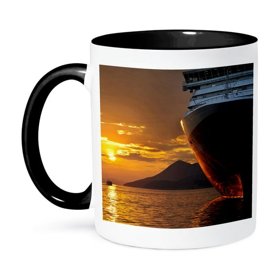 Croatia, Dubrovnik Port, Nieuw Amsterdam, Sunset - Xx01 Rdu0001 - Richard Duval, 11oz Two-Tone Black Mug