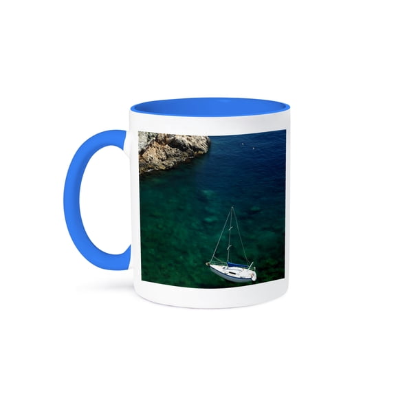 3drose, Croatia, Dubrovnik, Sailing in the Adriatic Sea - Eu32 Rdu0001 - Richard Duval, 11oz Two-tone Blue Mug