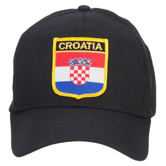 Croatia Flag Shield Patched Cap - Black OSFM