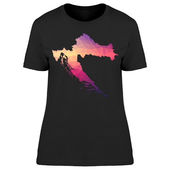 Croatia Map Geometric T-Shirt Women -Image by Shutterstock, Female 3X-Large