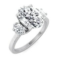 thumbnail image 1 of Croatia - Moissanite Oval Cut Lab Diamond Engagement Ring with Oval Side Stones, 1 of 5