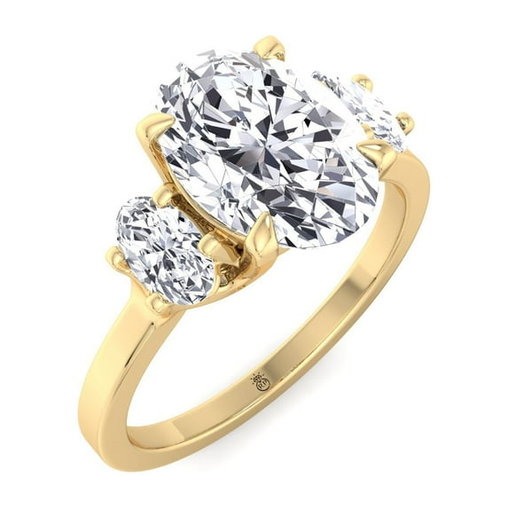 Croatia - Moissanite Oval Cut Lab Diamond Engagement Ring with Oval Side Stones