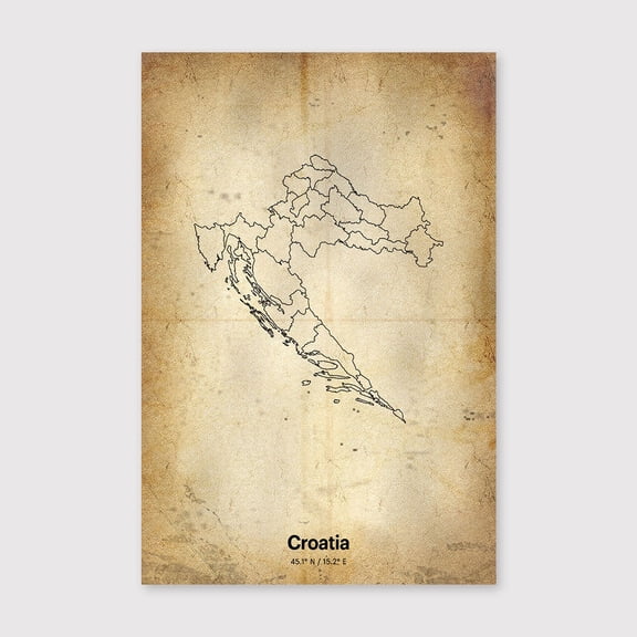 Croatia Print, Croatian Gift, Minimalistic Country Map Poster, HR Line Art, Minimalist mapfor Living Room Bedroom Office Farmhouse Neutral Home Artwork Ready to Hang 8x12 inch