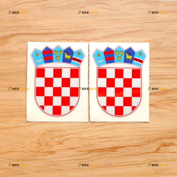 Croatia Republic Croatian Coat of Arms Decal Sticker Vinyl - 2 Pack Glossy, 4 Inches - For Car Boat Laptop Cup Phone