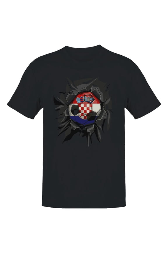 Croatia Soccer Ripped Men's Black T-shirt