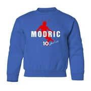 Croatia Soccer Tribute 2024 – Air Modric Inspired Youth Crewneck Sweatshirt (Royal, Youth X-Large)