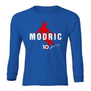 Croatia Soccer Tribute 2024 – Air Modric Inspired Youth Long Sleeve T-Shirt (Royal, Youth X-Large)